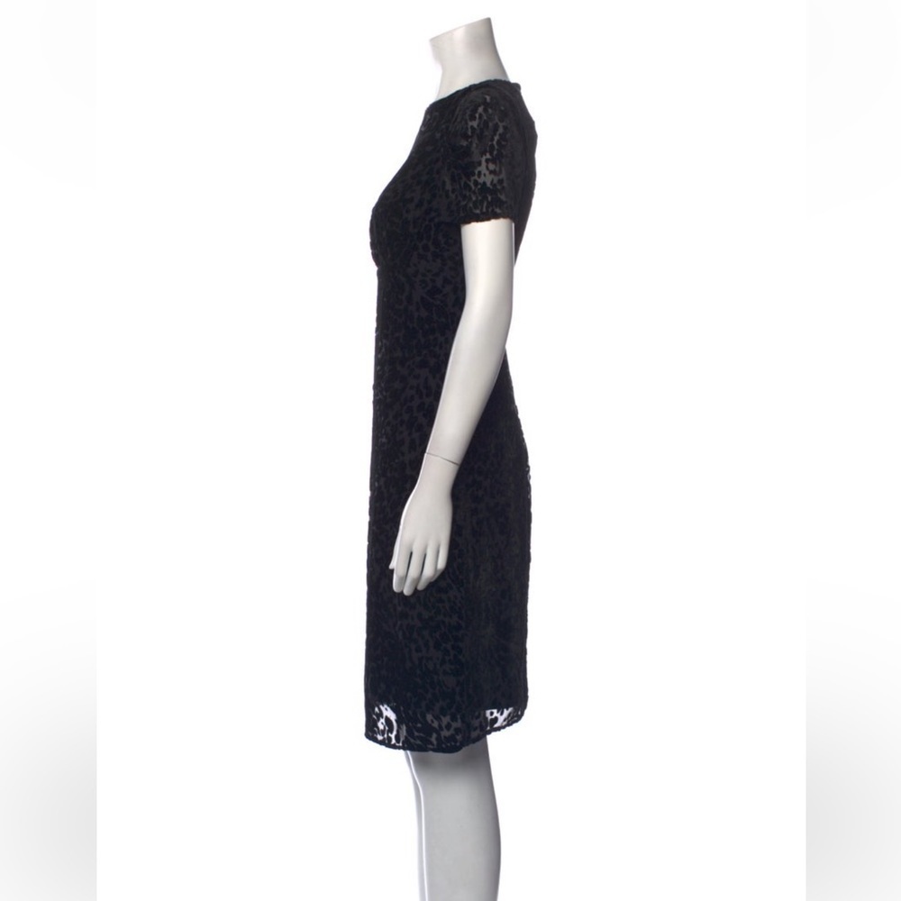L’AGENCE Black Velvet Leopard Burnout Sheath Cocktail Dress Size 2 - Picture 8 of 9